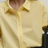Cotton Yellow Button Down Loose Commuter Blouse