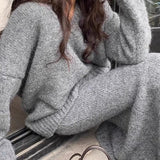 Lazy V-neck Knit Sweater Mermaid Skirt Two Piece Set