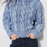 Vintage Cable Knit Off-Shoulder Sweater