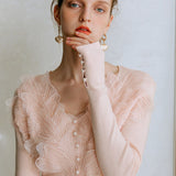 Feather Lace Detail Knit Top