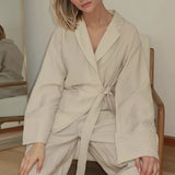 Tie Front Cardigan Loose Pants Two Piece Set