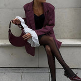 Elegant Long Sleeve Stripe Blazer