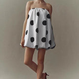 Sexy Polka Dot Strapless Bodycon Mini Dress
