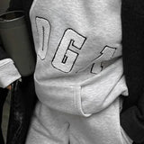 Casual Gray Embroidered Hoodie