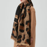 Thick Loop Knit Leopard Pattern Scarf