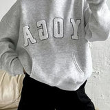 Casual Gray Embroidered Hoodie