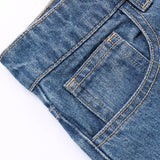 Metal Hole Hollow Out Straight Jeans