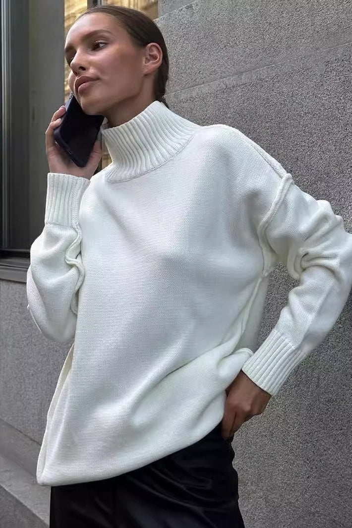 Colorblock Turtleneck Knit Sweater
