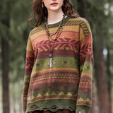 Distressed Geometric Knit Sweater