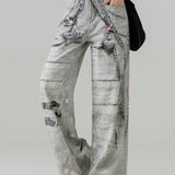 Metal Love Chain Straight Leg Jeans