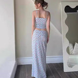 Cami Top Floral Print Long Midi Skirt Two Piece Set