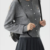 Wool Blend College Style Cardigan