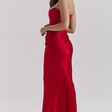 Sexy Backless Cinched Waist Maxi Dress