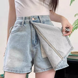 High Waist Denim Skort A Line Bodycon Mini Skirt