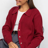 Single Button V-Neck Knit Sweater