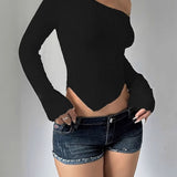 Asymmetrical Neck Slim Fit Sweater