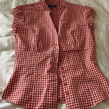Versatile Red White Plaid Blouse