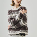 Loose Fit Round Neck Striped Sweater