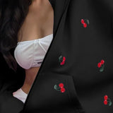 Cherry Print Zip Up Hoodie