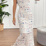 Spaghetti Strap Backless Floral Dress