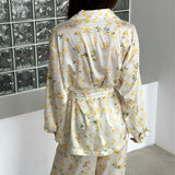 Floral Long Sleeve Cardigan Pants Loungewear Two Piece Set