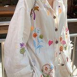 Vibrant Heavy Embroidery Linen Blouse
