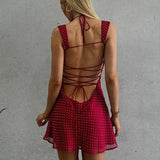 Chiffon Cami Backless Bodycon Mini Dress