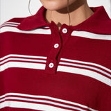 Relaxed Collared Striped Long Sleeve Blouse