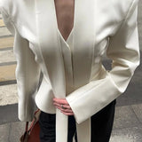 Elegant V-Neck Office Blazer