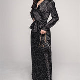 Eileen Floral Wrap Lace-Up Blouse & Maxi Skirt Set