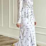 Eileen Floral Wrap Lace-Up Blouse & Maxi Skirt Set