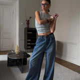 Elegant High Waist Loose Straight Leg Jeans