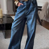 Elegant High Waist Loose Straight Leg Jeans