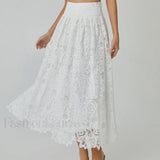 Eyelet Rosebud Graceful Pattern Maxi Skirt