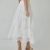 Eyelet Rosebud Graceful Pattern Maxi Skirt