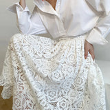 Eyelet Rosebud Graceful Pattern Maxi Skirt