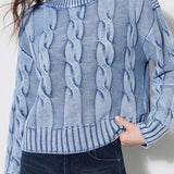 Vintage Cable Knit Off-Shoulder Sweater