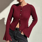 Single Breasted Ribbed Knit Cardigan