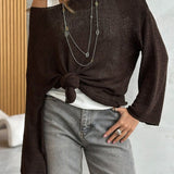 Casual Hollow Knit Pullover Sweater
