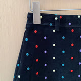 Fashionable Embroidered Polka Dot Velvet Skirt