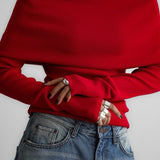 One Shoulder Fitted Knit Sweater