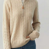 Cable Knit Half Zip Sweater