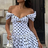 Sexy Polka Dot Hollow Out Mini Dress
