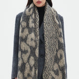 Leopard Print Jacquard Short Fringe Scarf