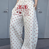 Star Letter Embroidered Cotton Baggy Sweat Pants