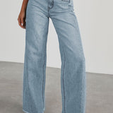 Solid Minimalist Washed Wide Leg Jeans
