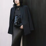Shoulder-Padded Pinstripe Blazer