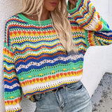 Casual Colorblock Knit Sweater