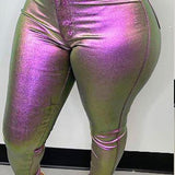 Momycharm Neon Pockets Buttons Fashion Skinny Pants