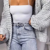 Plush Batwing Sleeve Knit Cardigan
